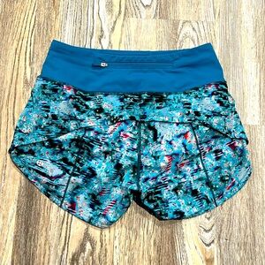 EUC Lululemon 4” Hawaiian Blue Speed Up Shorts Size 2 Tall